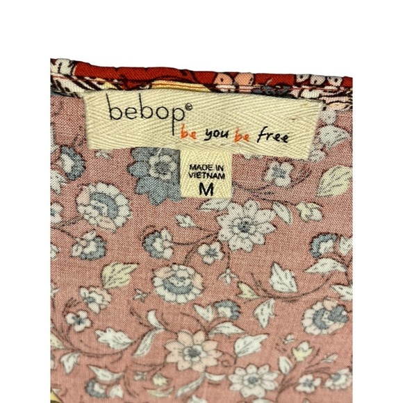 Behop Damask Floral Bohemian Maxi V-neck Dress Women's Red M - Picture 4 of 11